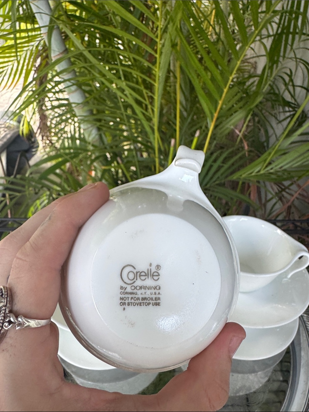 Corelle Winter Frost White Flat Cups & Saucer Set of 4 (8) - Picture 3 of 3